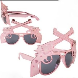 PINK METALLIC DOUBLE GUNS PARTY GLASSES NEW